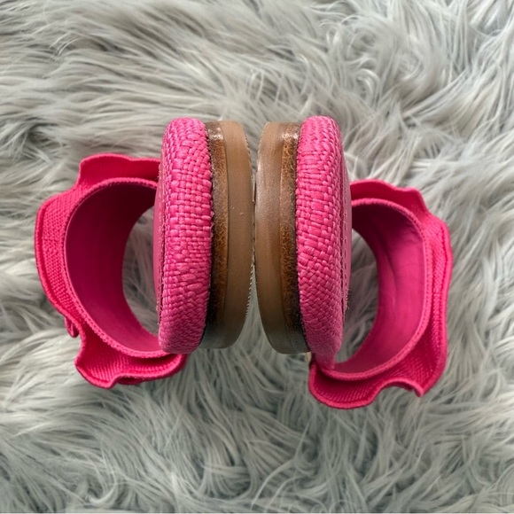 LARROUDE Ivy Ruffle Slip On Mule Flat Sandals in Pink Raffia Size 5 NWB - Picture 10 of 14